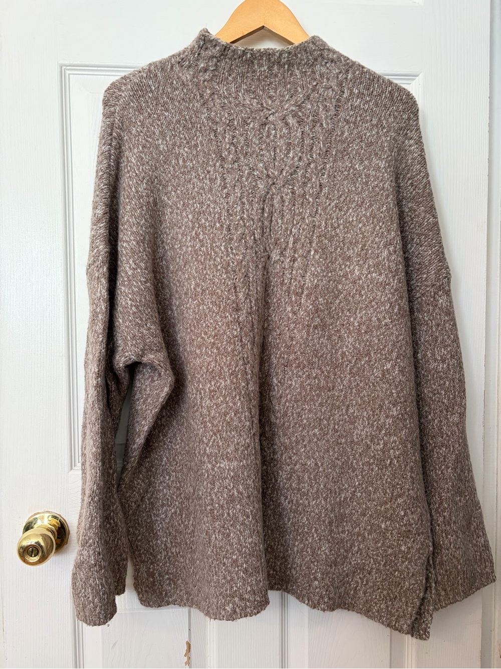 J. Jill Marled Brown Taupe Cowl Neck Sweater